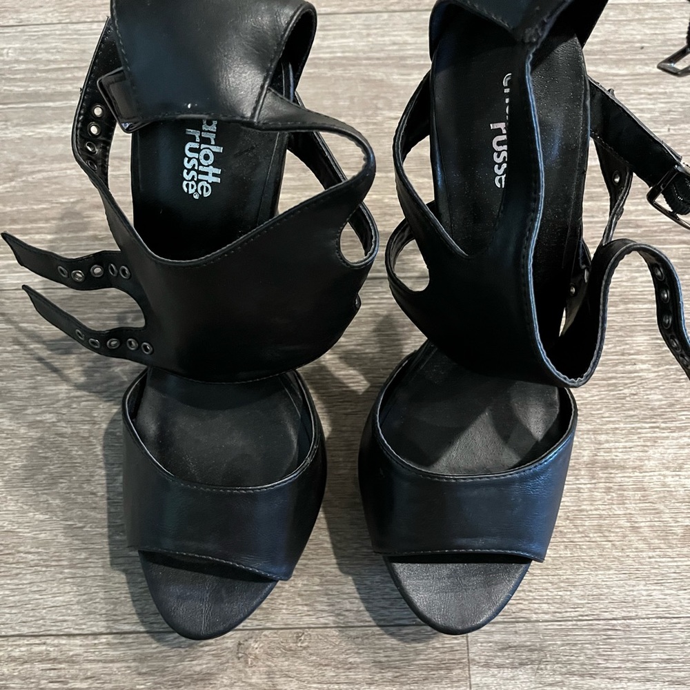 Strappy black heels
